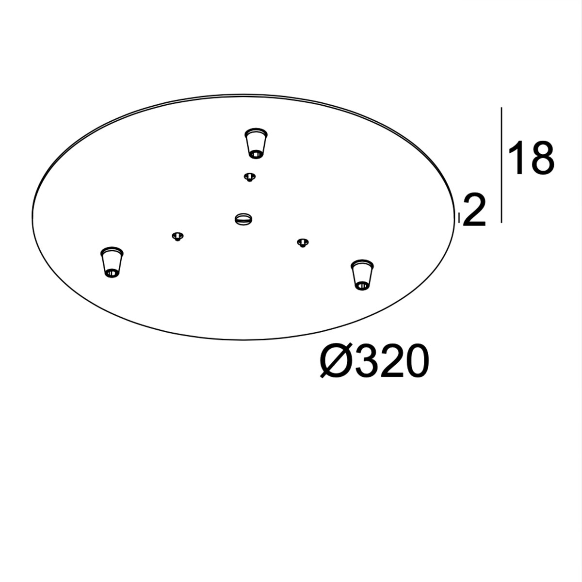 Ceiling Base Baldachin 3 RC, Weiß