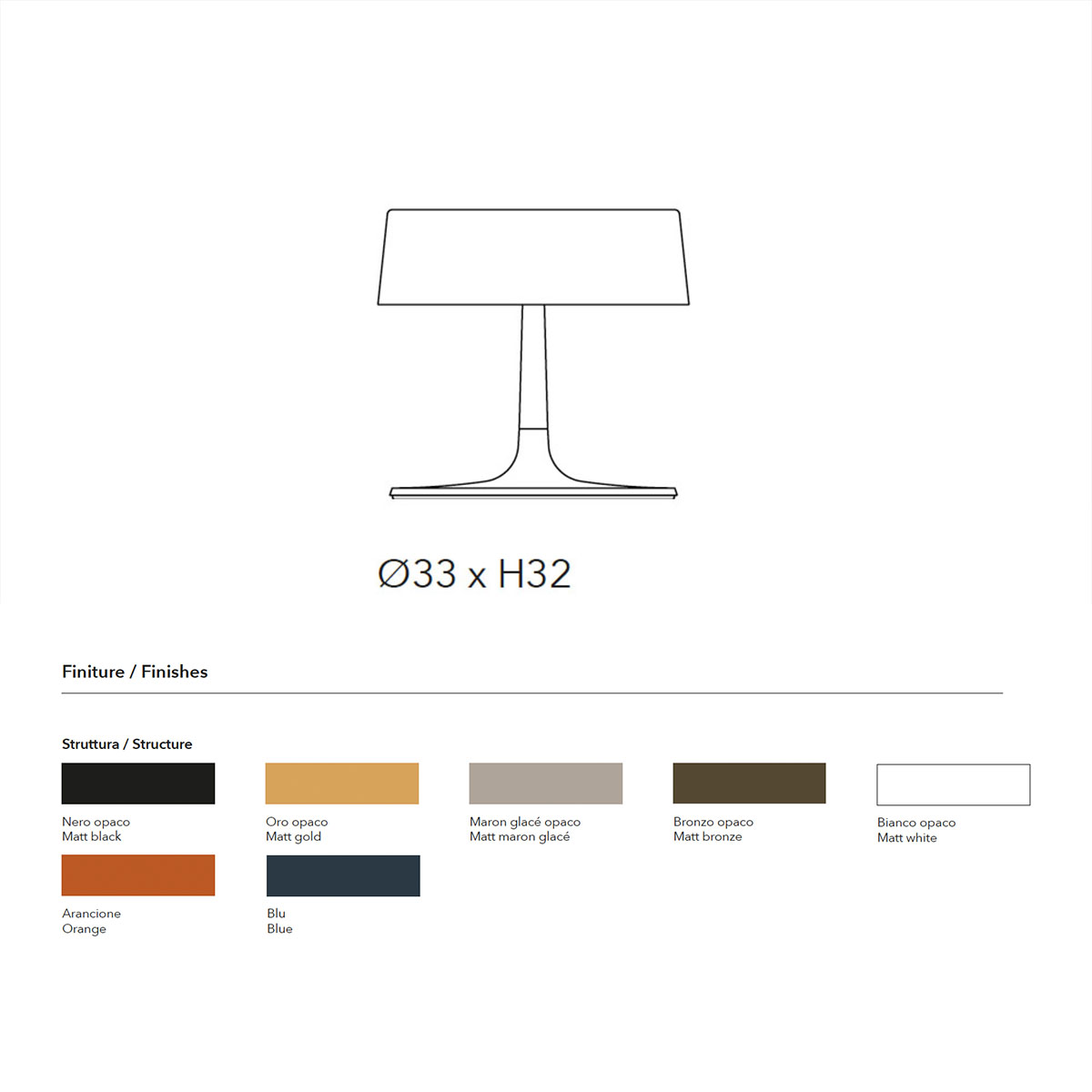 Penta Light China 0308-00 Medium Tischleuchte, Ø: 33 cm, H: 32 cm – technische Zeichnung, ideal für Nachttisch, Beistelltisch oder Schreibtisch