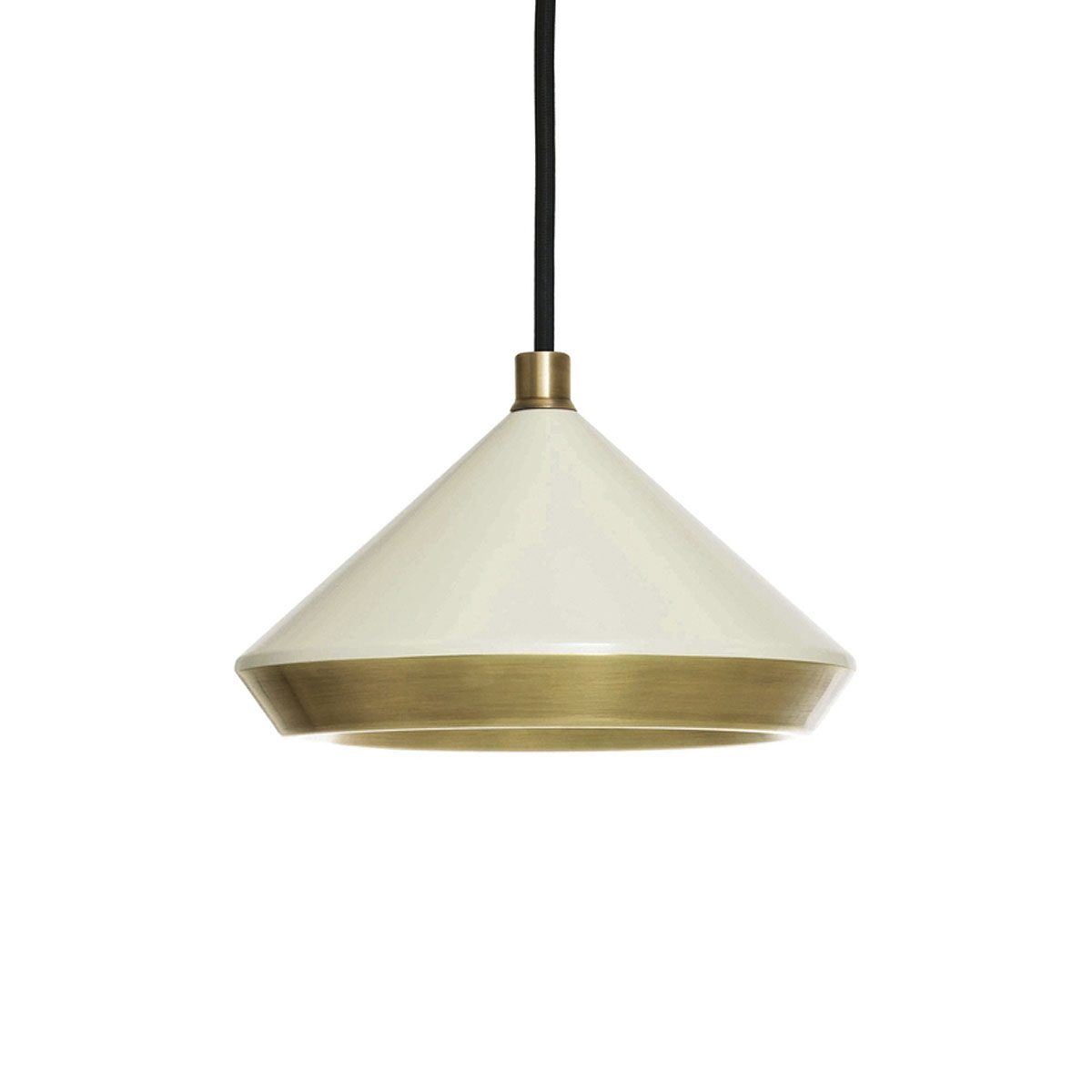 Luxusleuchten aus Großbritannien: Bert Frank Shear Pendelleuchte, Ø: 20 cm, Weiß, gebürstetes Messing und gebürstetes Aluminium, britische Luxusleuchte, atmosphärisches Licht, Shear-Serie mit geometrischem Luxusdesign Shear Pendelleuchte, Weiß, Messing- Ausstellungsstück