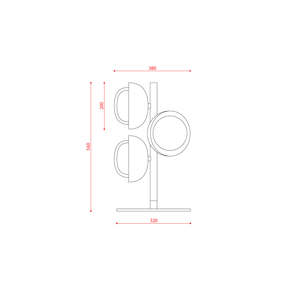 Muse 554.35 Tischleuchte 4-flammig H: 55 cm, Schwarz & Kupfer, Dimmbar