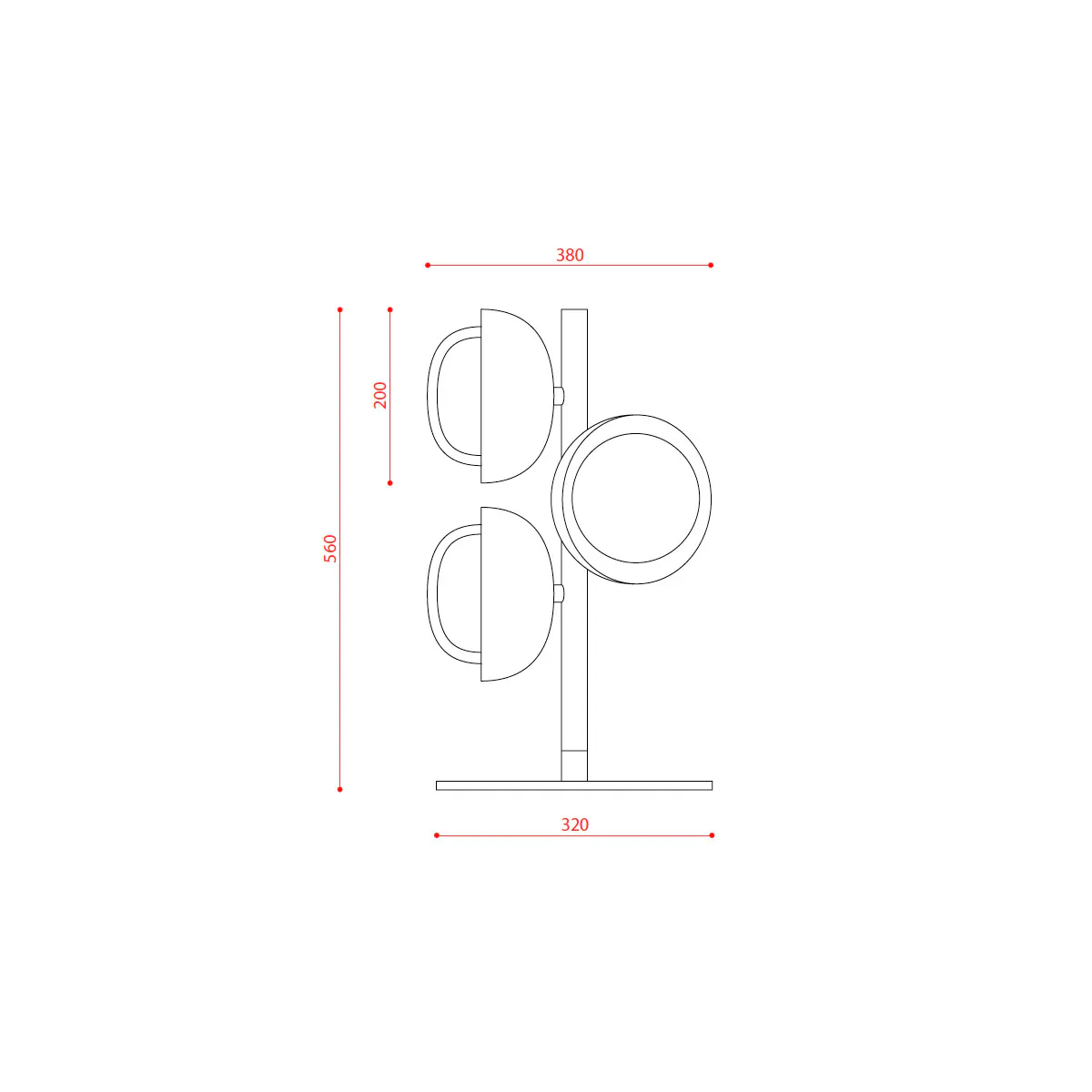 Muse 554.35 Tischleuchte 4-flammig H: 55 cm, Schwarz & Kupfer, Dimmbar
