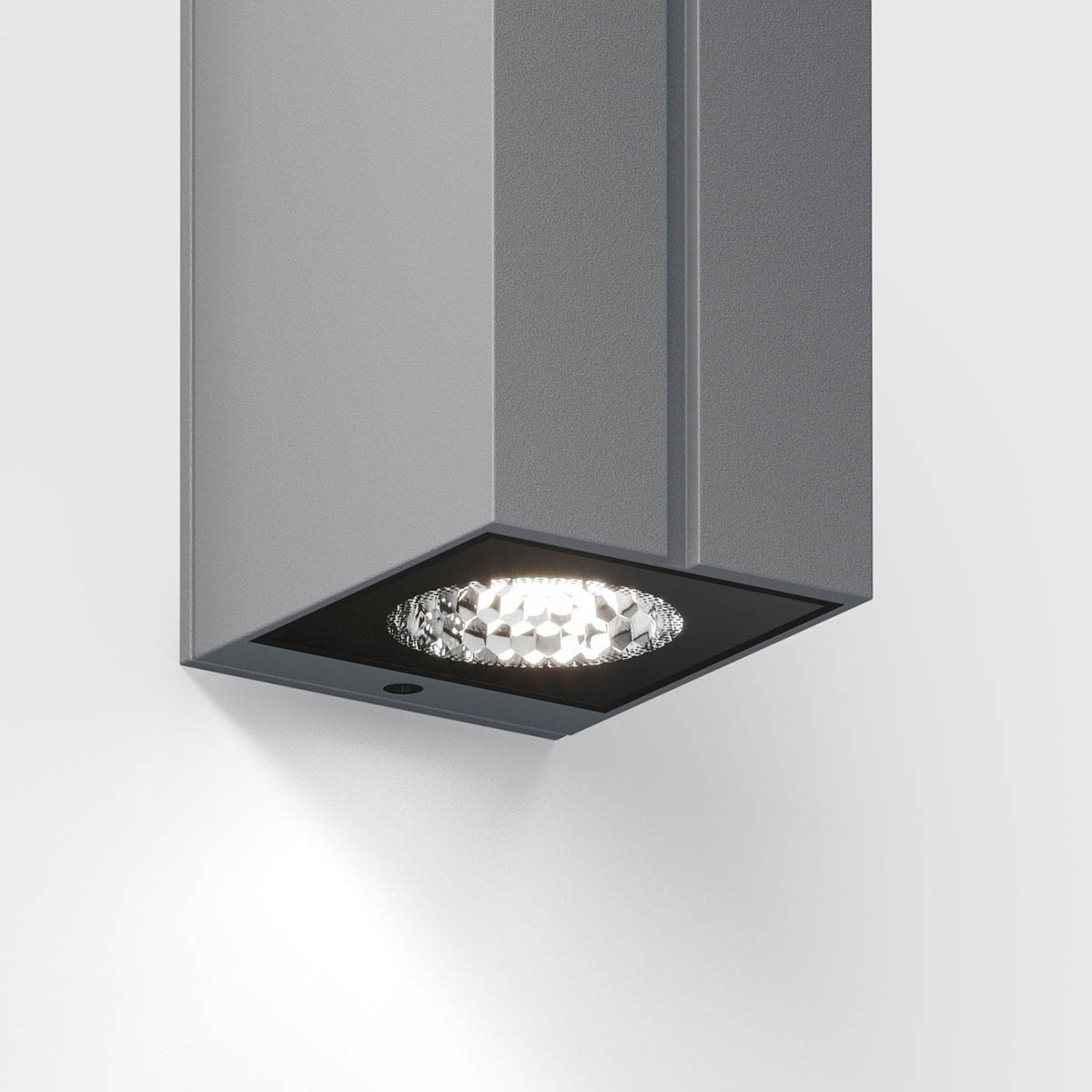 Rechteckige Wandleuchte für außen fokusiert