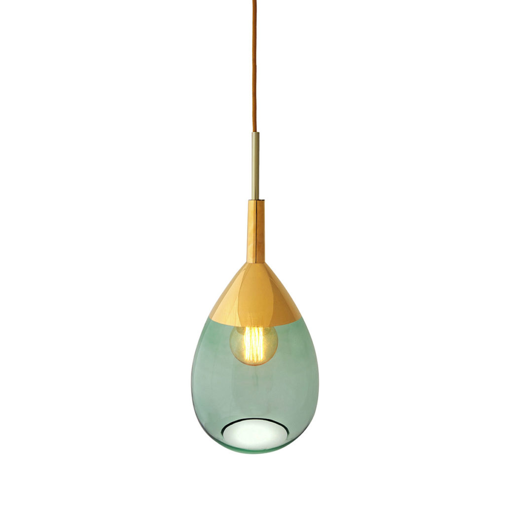 Lute Pendelleuchte L Ø 22 cm, Forest Green, Gold