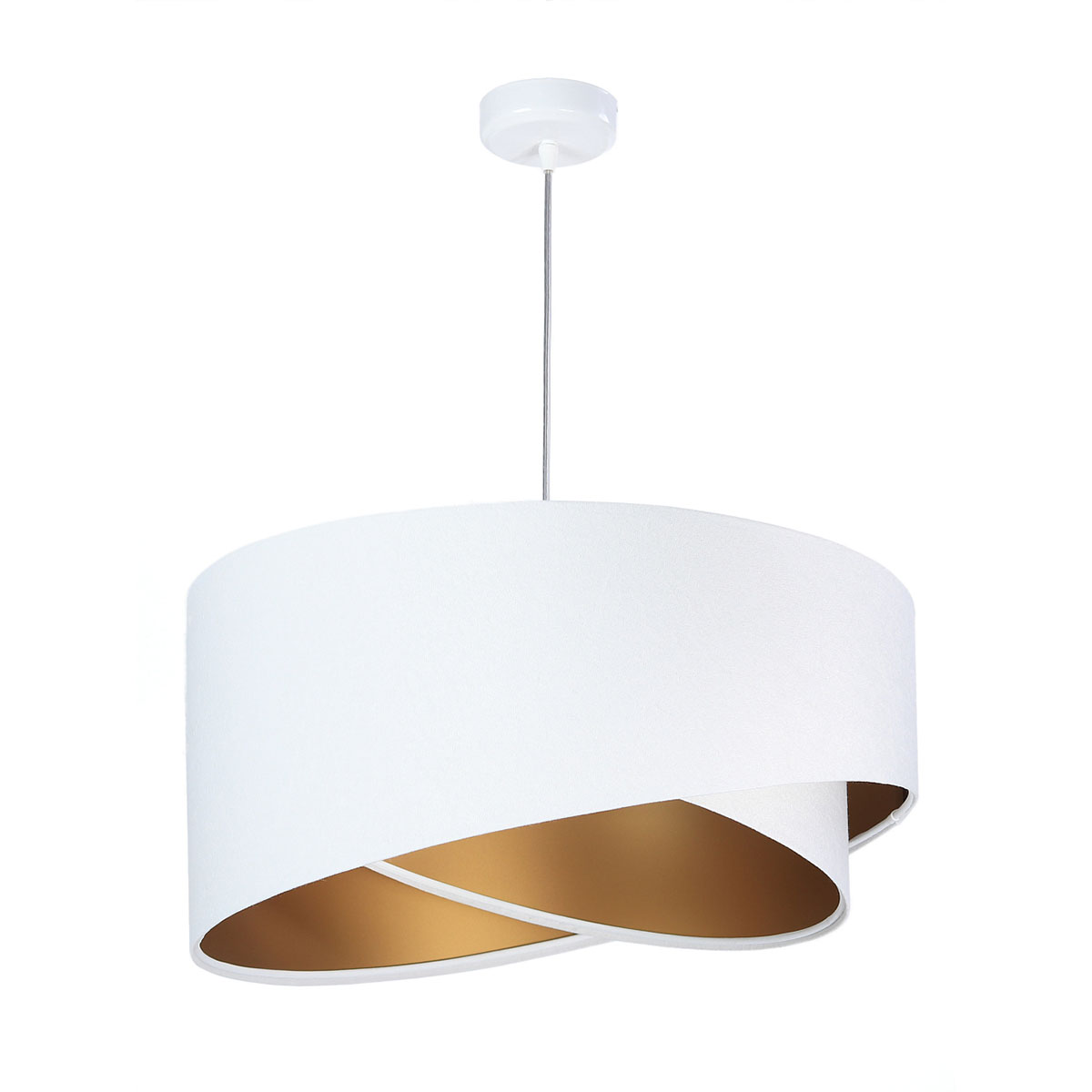 Pendelleuchte, Ø: 50 cm, Weiß, Gold