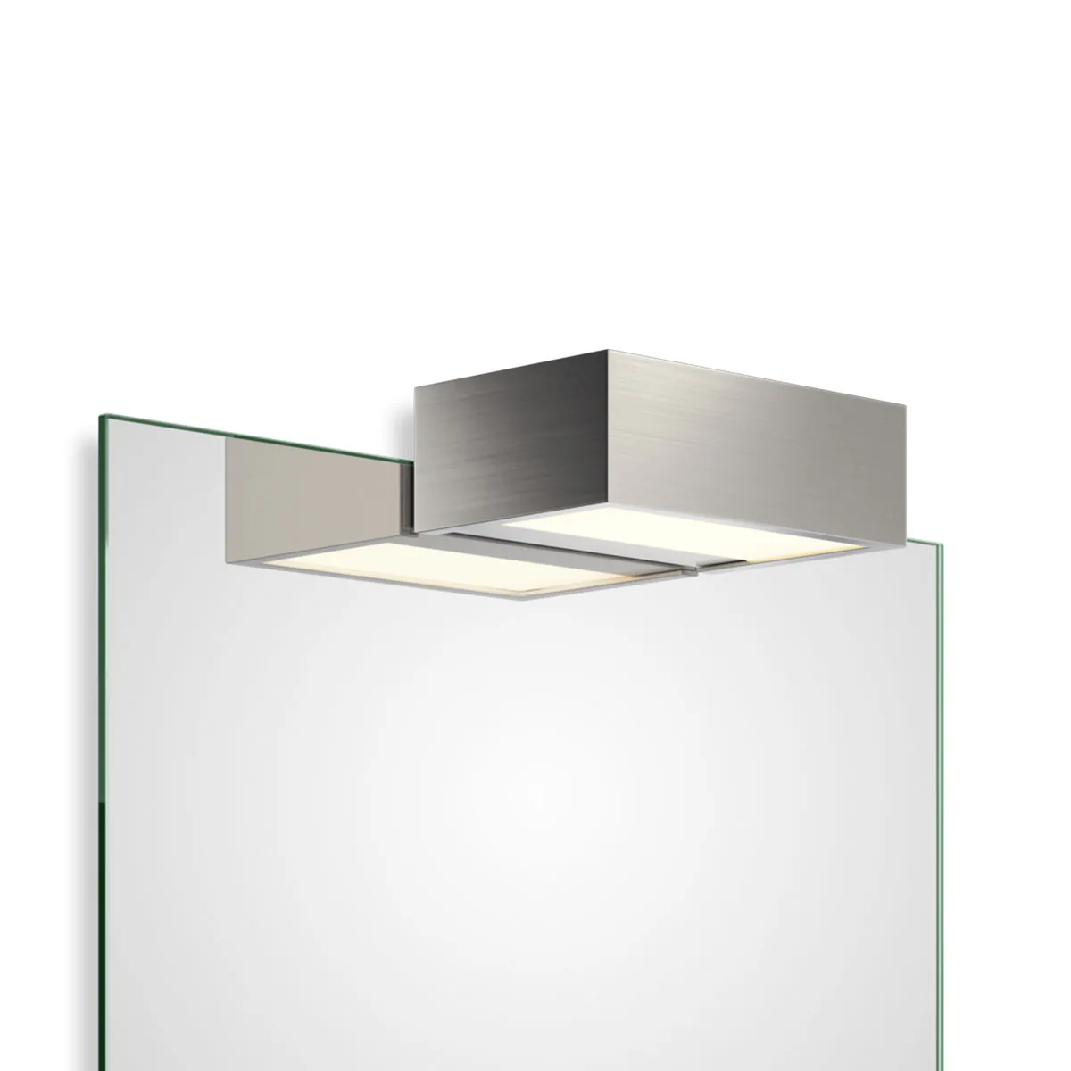 Design-Spiegel mit Beleuchtung – Decor Walther Box 1-15 N LED Spiegel Aufsteckleuchte Bad, Nickel satiniert, B: 15 cm, Warmweiß 3000K