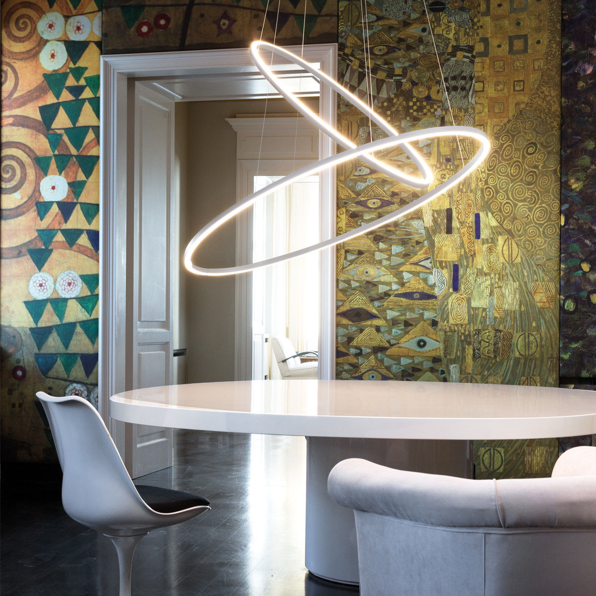 Ellisse Double Pendelleuchte, L: 135 cm, Gold poliert eloxiert, Extra-Warmweiß 2700K