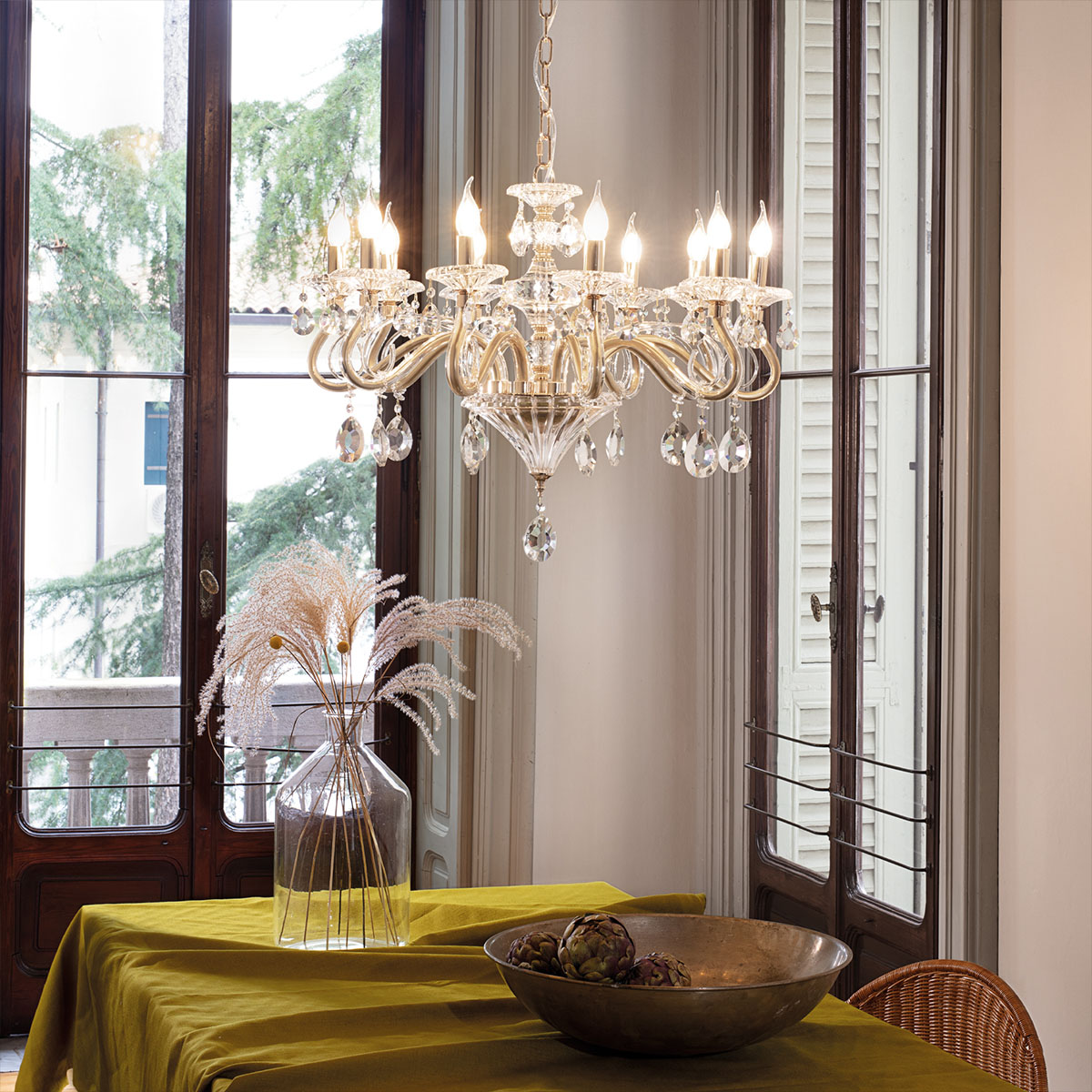 Negresco SP10 Kronleuchter 10-flammig, Transparent, Ø: 85 cm
