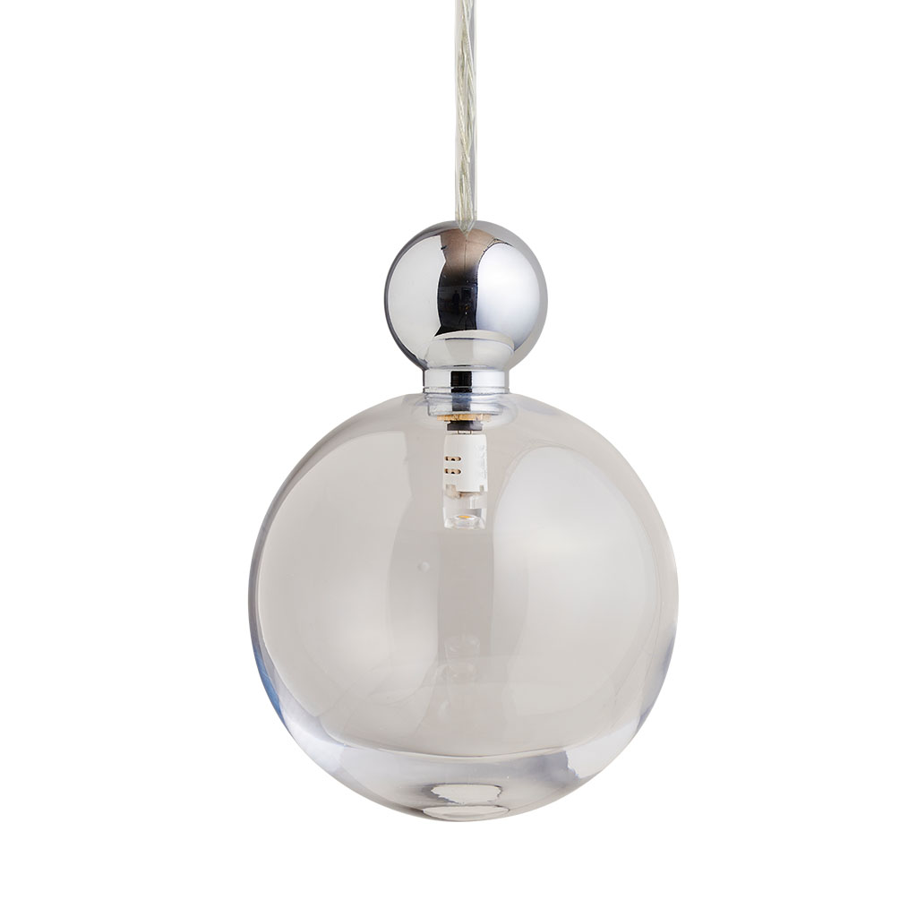 Uva Pendelleuchte L Ø 10 cm, Clear, Silber, für Multi-Baldachin
