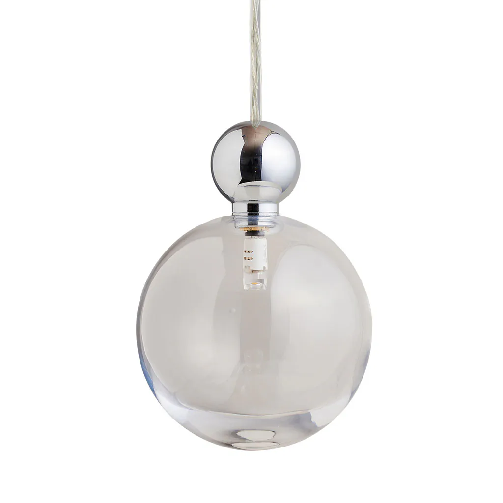 Uva Pendelleuchte L Ø 10 cm, Clear, Silber, für Multi-Baldachin