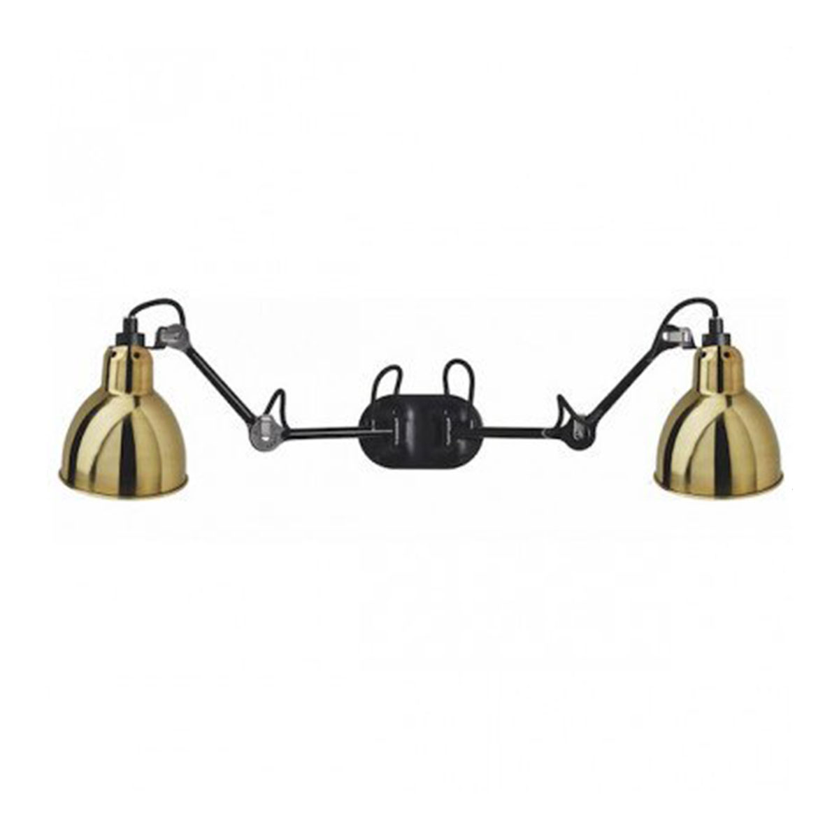 Lampe Gras N° 204 Double Wandleuchte Schwarz, Schirm Messing in Schwarz Messing – elegante Designerlampe aus dem Hause DCW Editions für den Flur