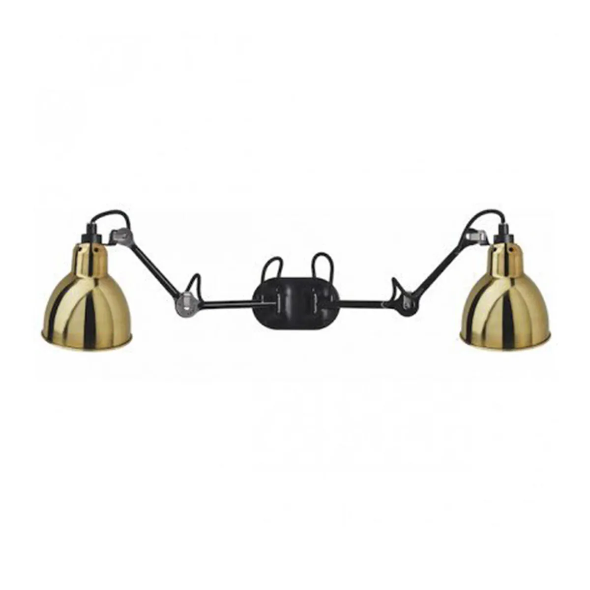 Lampe Gras N° 204 Double Wandleuchte Schwarz, Schirm Messing in Schwarz Messing – elegante Designerlampe aus dem Hause DCW Editions für den Flur