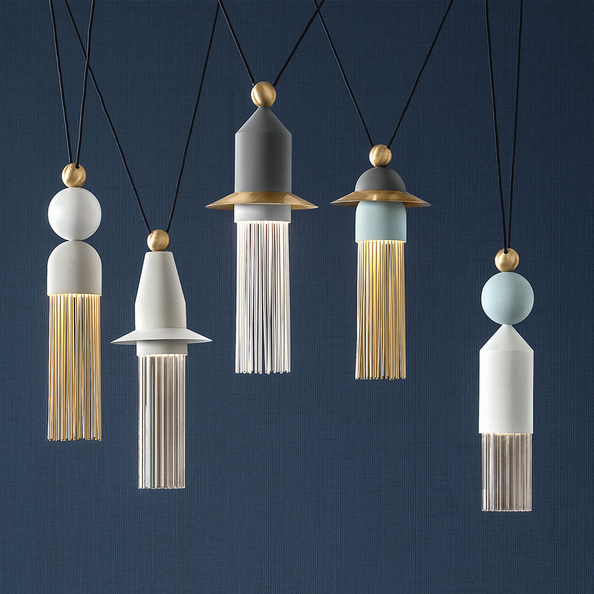 Nappe C5 Pendelleuchte, 5-flammig, Mehrfarbig warm