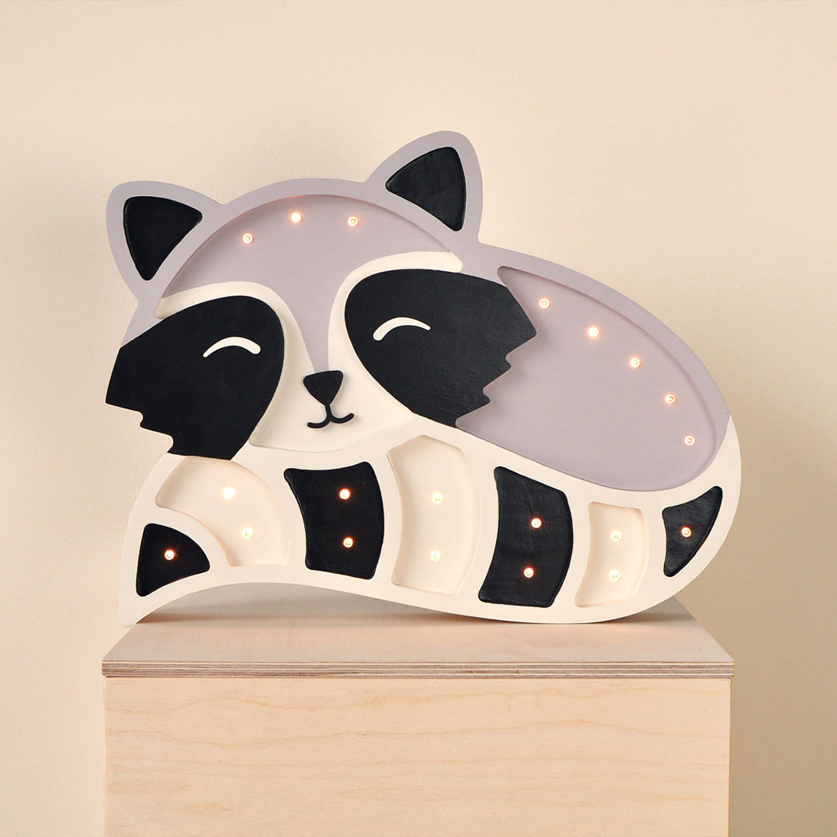LED Kinderleuchte Waschbär aus Holz, handgemacht LED Kinderleuchte Waschbär aus Holz, handgemacht