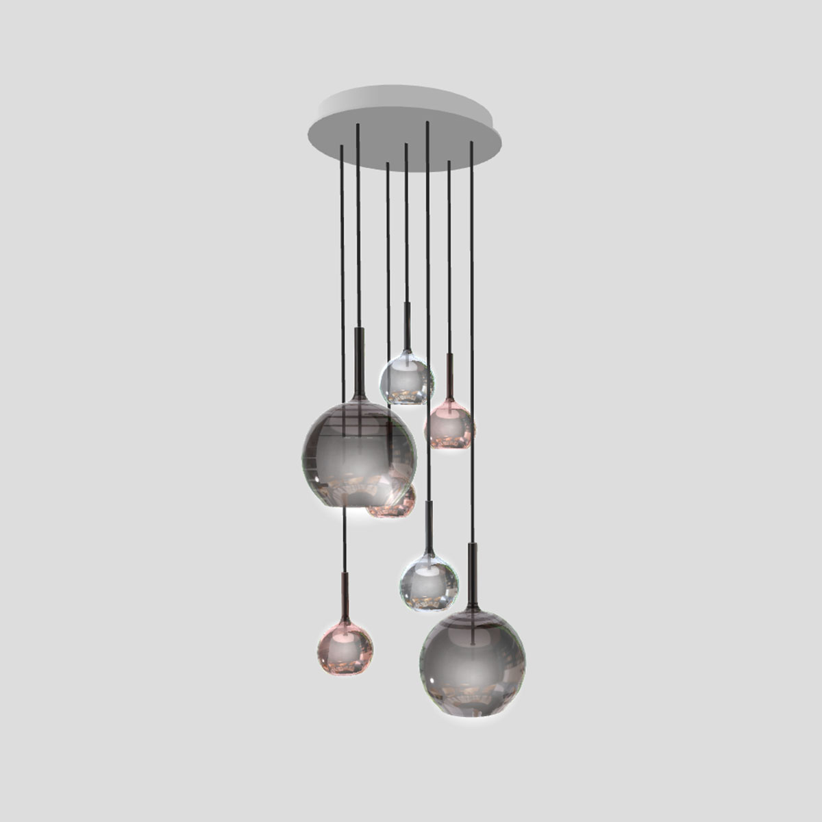 Penta Lampen Baldachin für Glo, Lit, Mom 7-fach, Ø: 42 cm x H: 5 cm, Titanium