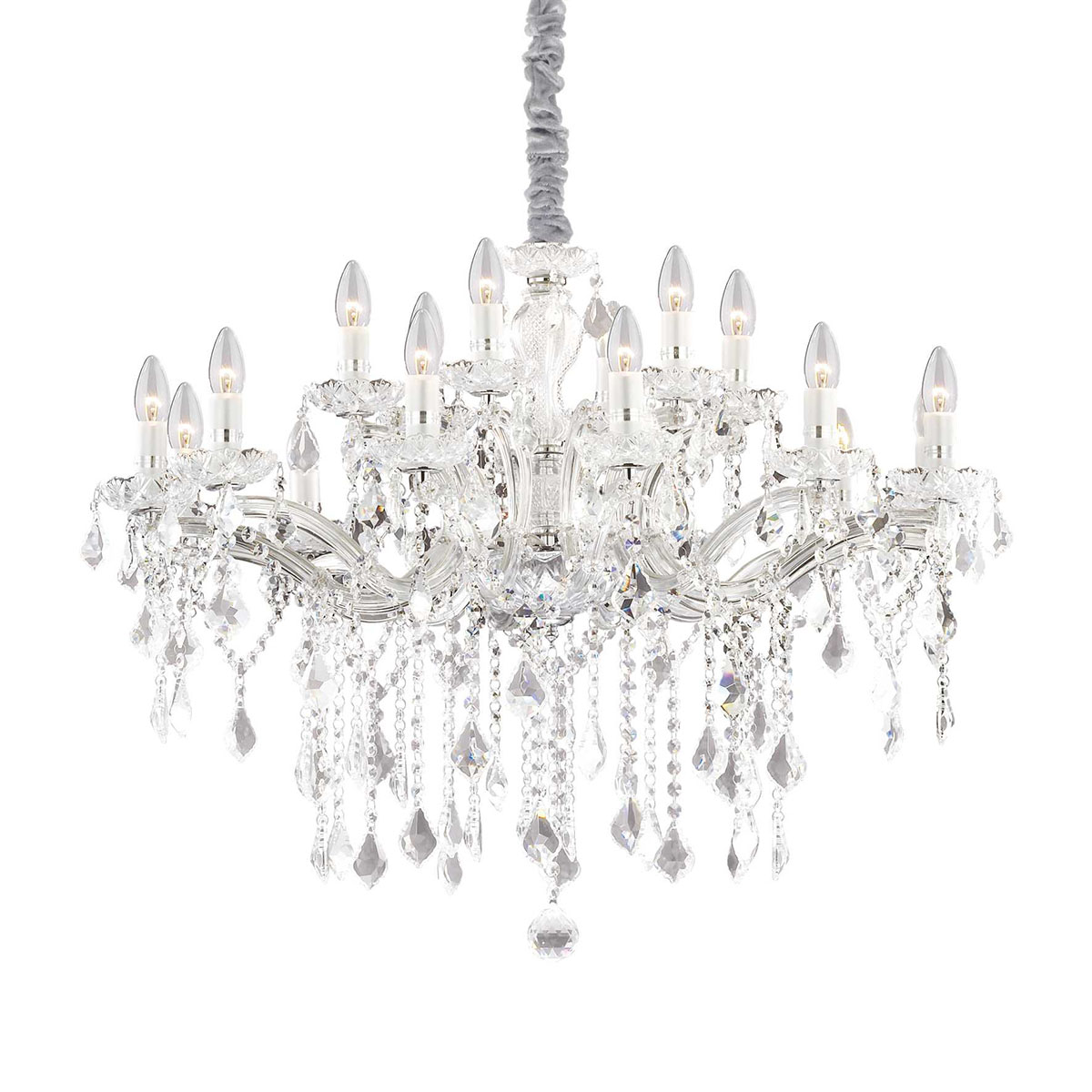 Florian SP18 Kristallglas Kronleuchter 18-flammig, Chrom, Ø: 86 cm Florian SP18 Kristallglas Kronleuchter 18-flammig, Chrom, Ø: 86 cm