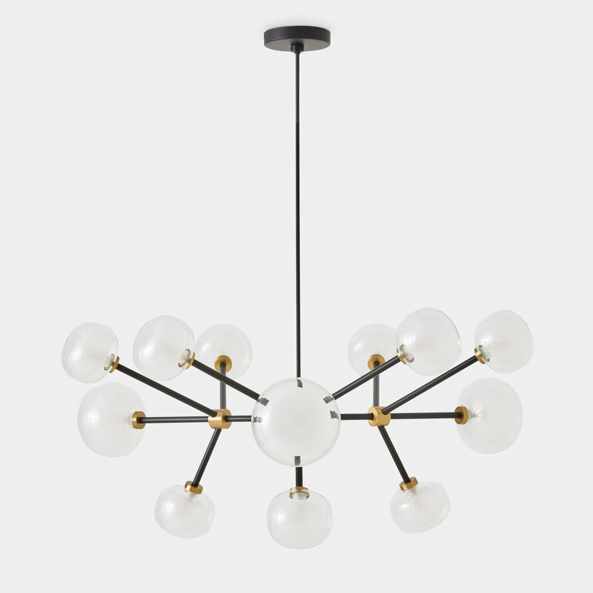 Tooy_Nabila_552_12-2 TOOY Nabila 552.12 Pendelleuchte 12-flammig Ø: 102 cm Schwarz Matt / Messing & Klarglas