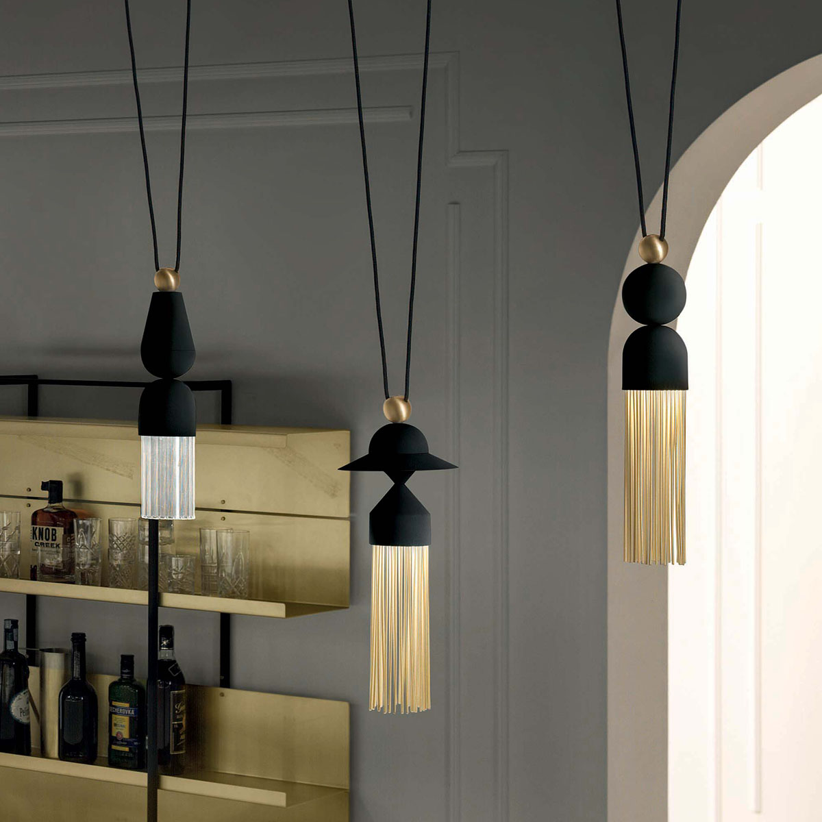 Nappe C3 Pendelleuchte, 3-flammig, Schwarz matt