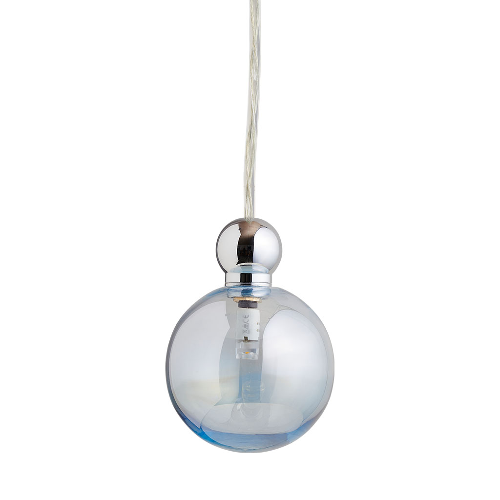 Ebb & Flow Uva Pendelleuchte M Ø 7 cm Uva Pendelleuchte M Ø 7 cm, Topaz Blue, Silber, mit Einzelbaldachin Topaz Blue Pendelleuchten – hochwertige Innenbeleuchtung, nachhaltige Beleuchtung für Wohnzimmer Ebb & Flow Uva Pendelleuchte M Ø 7 cm Uva Pendelleuchte M Ø 7 cm, Topaz Blue, Silber, für Multi-Baldachin Topaz Blue Pendelleuchten – exklusive Designerlampe, lange Lebensdauer für Flur