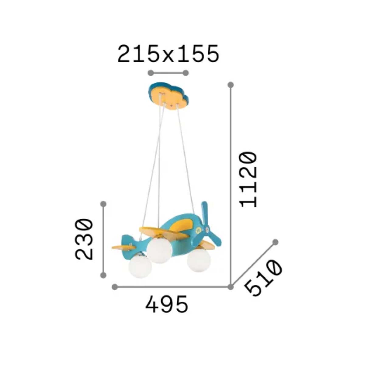Avion SP3 Kinderzimmer Pendelleuchte, L: 49,5 cm, B: 51 cm, Holz, Rot