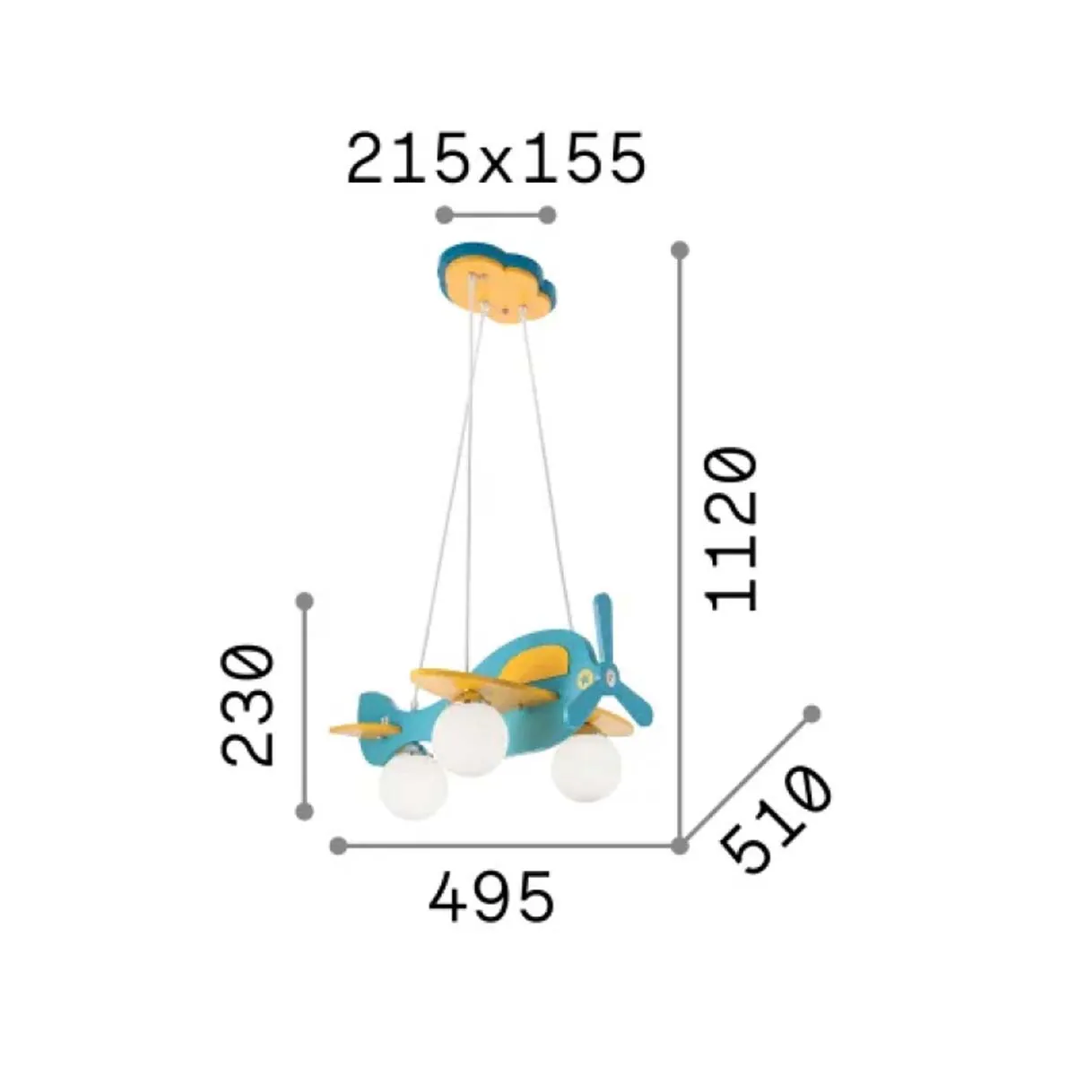 Avion SP3 Kinderzimmer Pendelleuchte, L: 49,5 cm, B: 51 cm, Holz, Rot