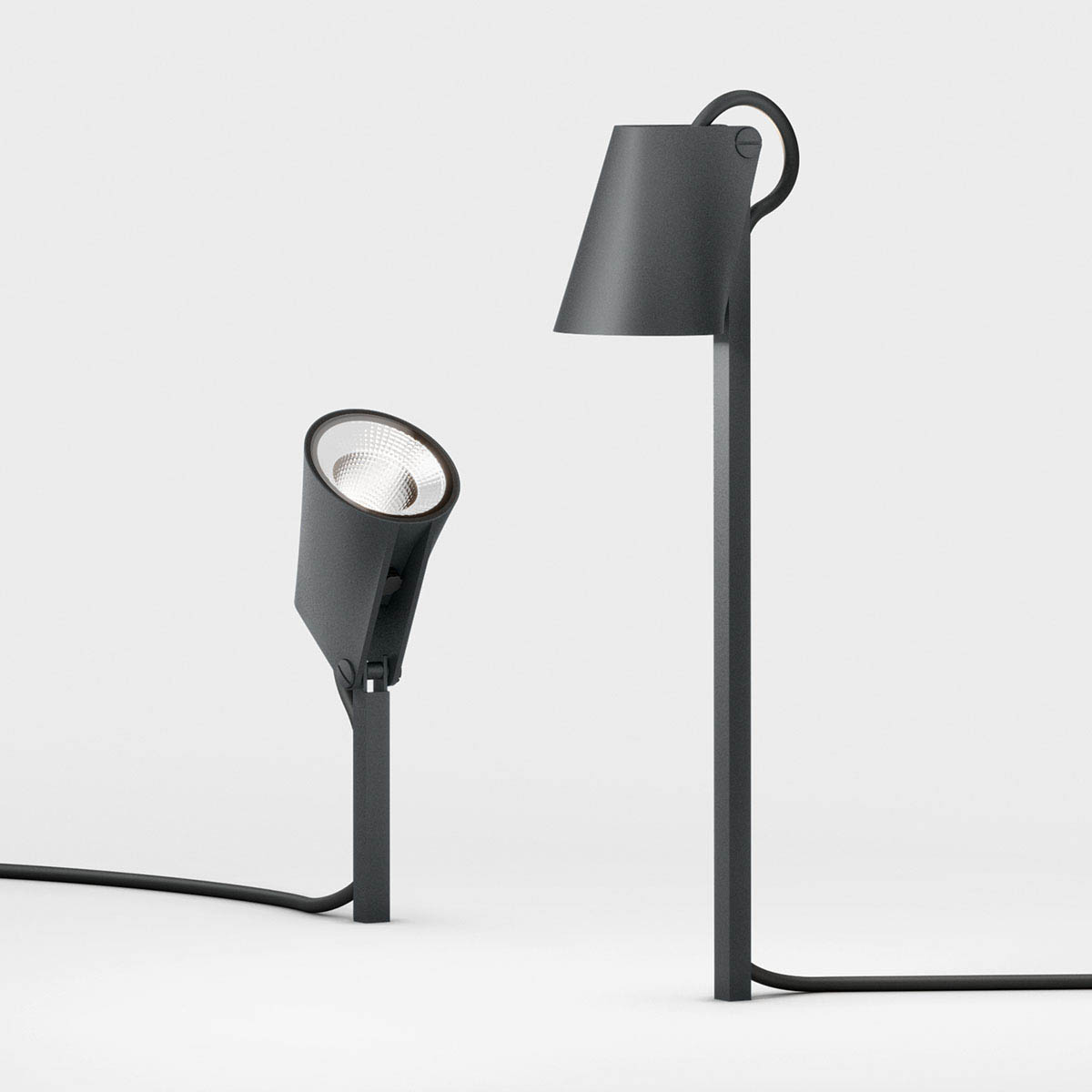 Schmale Erdspießleuchten mit connect Stecker für außen in der Farbe anthrazit