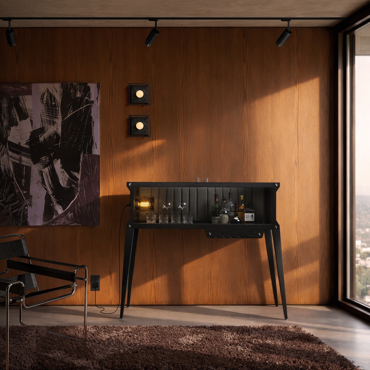 Buster + Punch Caged Wall Wandleuchte mit Marmor, X-Large, Weißer Marmor
