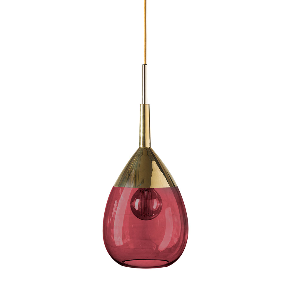 Ebb & Flow Lute Pendelleuchte L Ø 22 cm Lute Pendelleuchte L Ø 22 cm, Ruby, Gold Ruby Gold Pendelleuchten – Ambiente Beleuchtung, nachhaltige Beleuchtung für Schlafzimmer