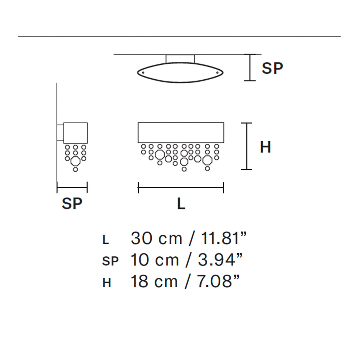 Olà A1 OV 30 Wandleuchte, Schwarz matt, L: 30 cm, LED-Modul, Schwarz matt, L: 30 cm, LED-Modul