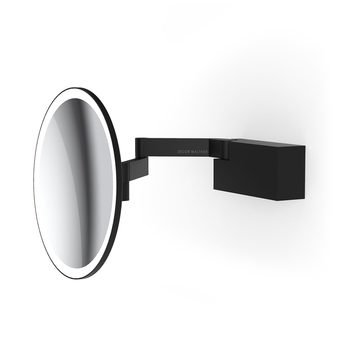 Hochwertiger Kosmetikspiegel mit LED-Licht – Decor Walther Vision R 5x Kosmetik, Schminkspiegel mit Licht Bad, H: 20,5 cm, B: 20,5 cm, Schwarz matt