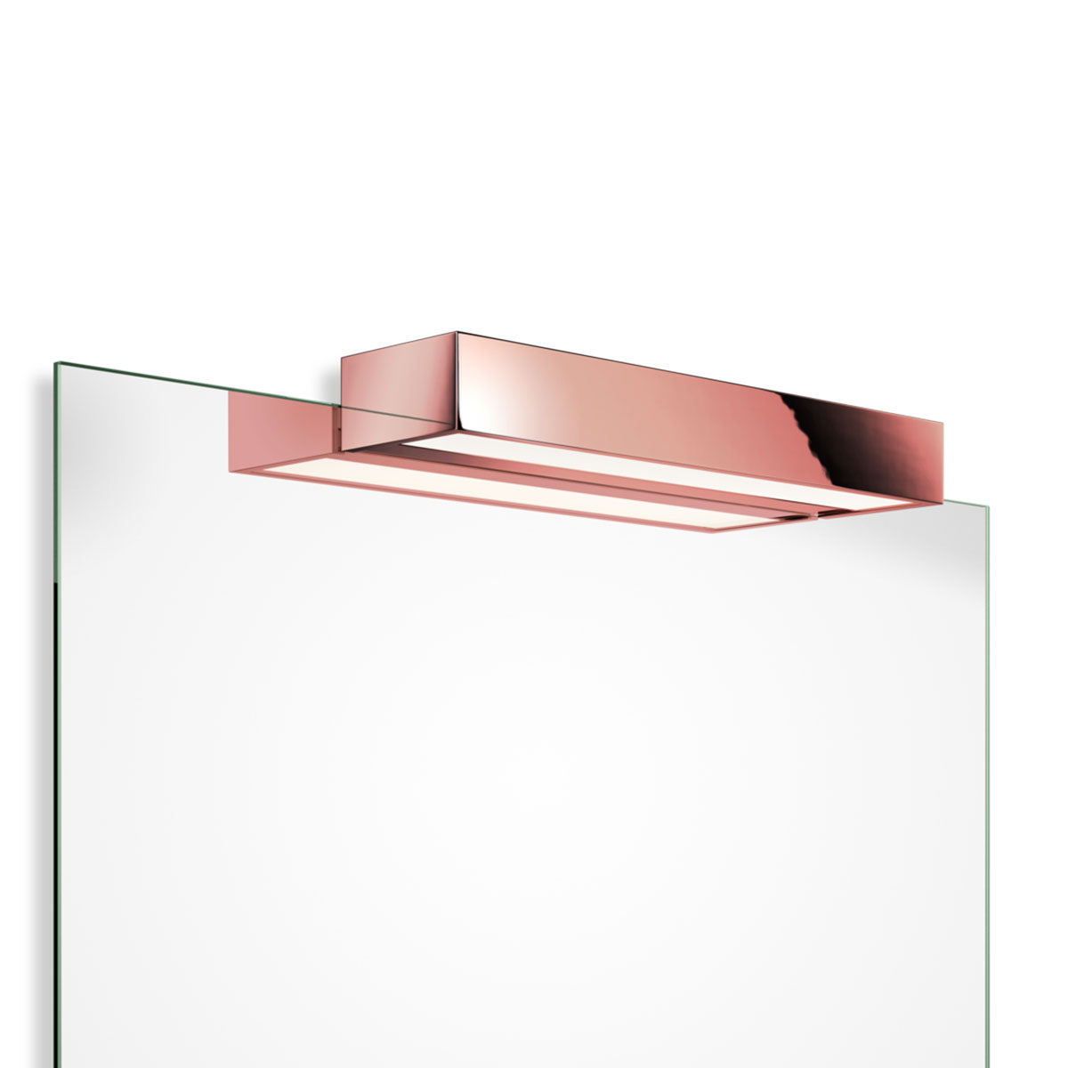 Stilvoller Spiegel mit Licht – Serie Box 1-40 N LED Spiegel Aufsteckleuchte Bad, Rosegold, B: 40 cm, Warmweiß 3000K von Decor Walther
