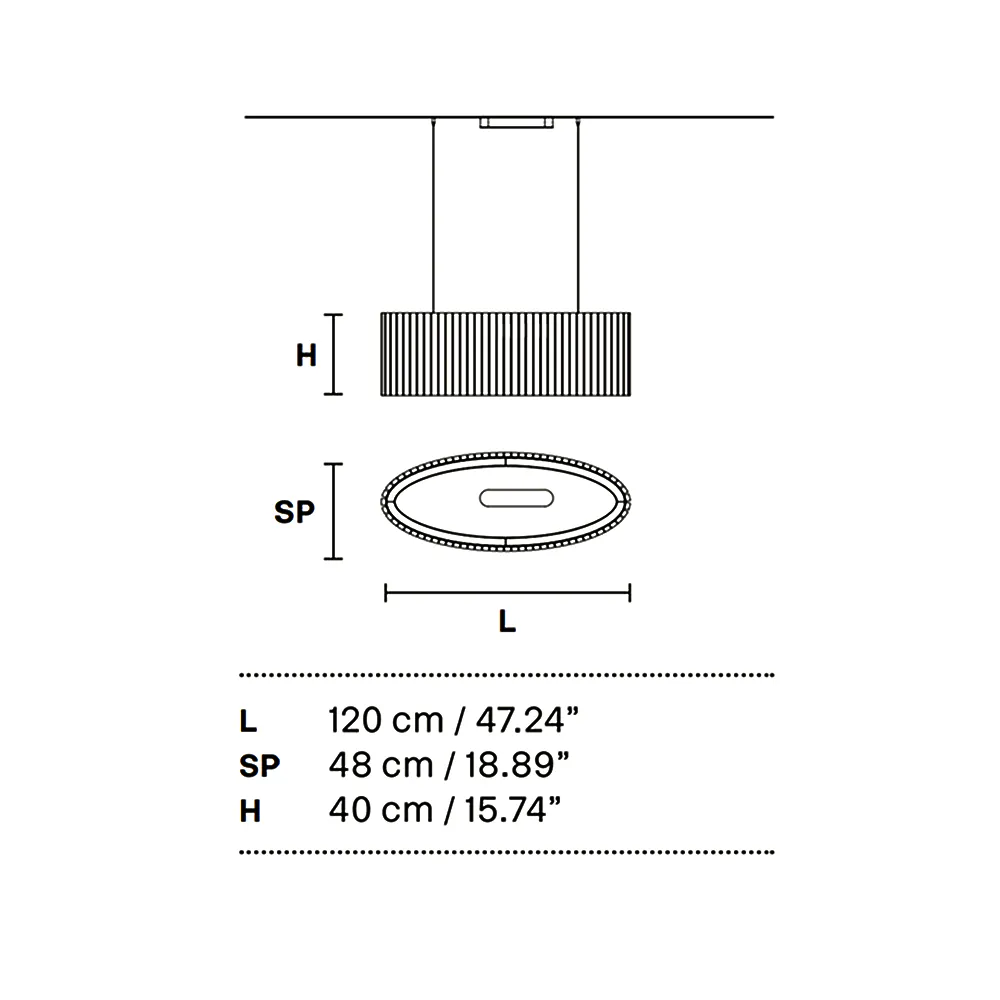 Masiero Vegas S OV120 Pendelleuchte Pendelleuchten - technische Zeichnung