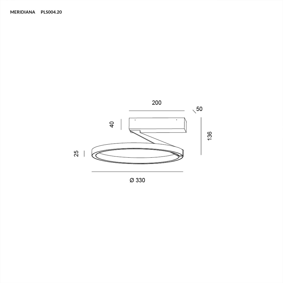 Technische Zeichnung Vivida Meridiana Ring Wand-/ Deckenleuchte mit Up-Down Licht, Weiß, Ø: 33 cm Technische Zeichnung Vivida Meridiana Ring Wand-/ Deckenleuchte mit Up-Down Licht, Titanium, Ø: 33 cm