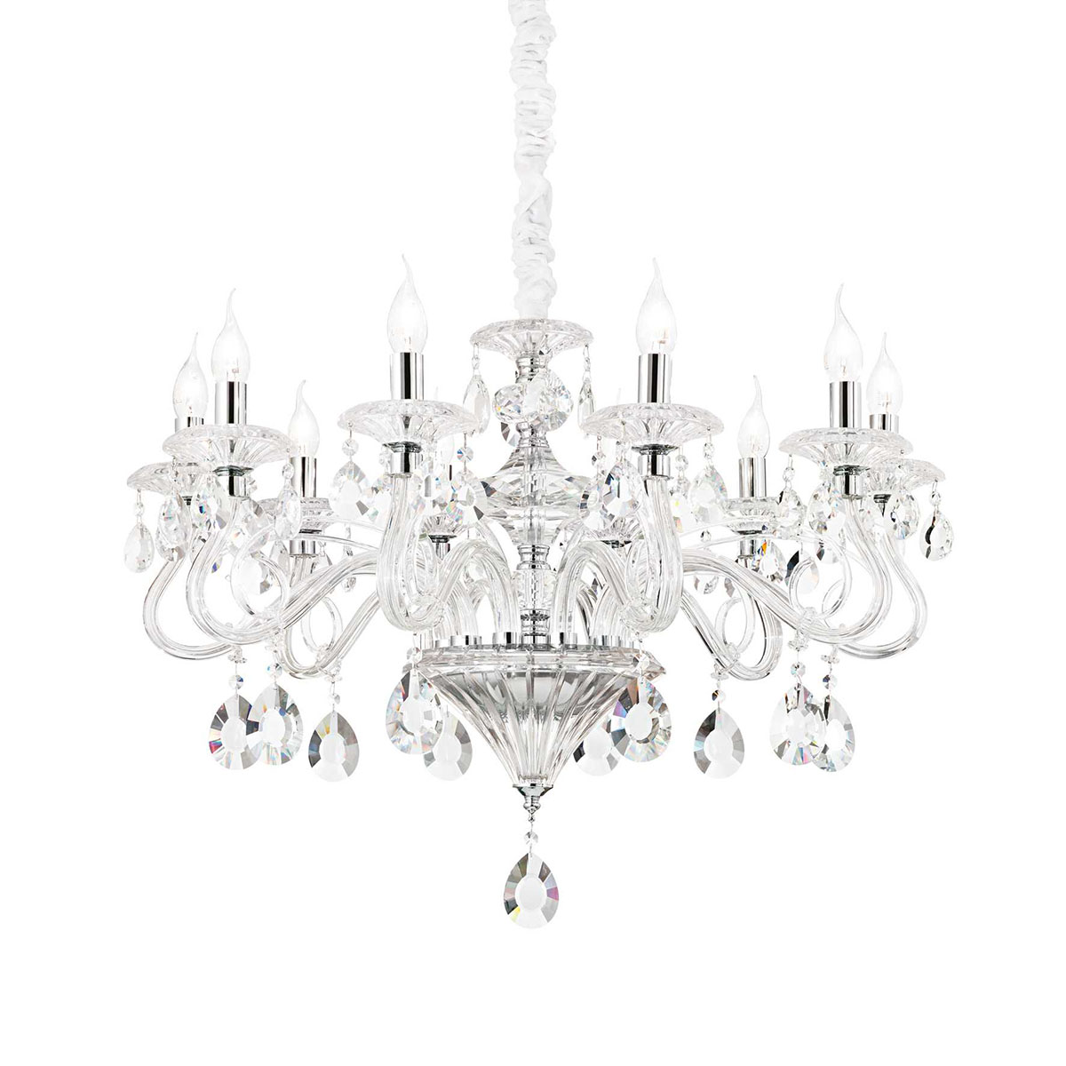 Negresco SP10 Kronleuchter 10-flammig, Transparent, Ø: 85 cm