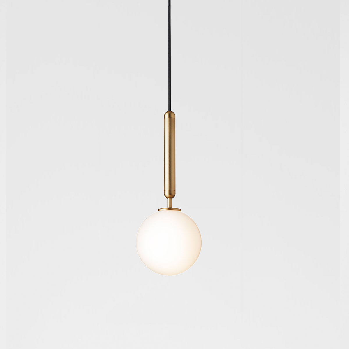 Miira 1 Pendelleuchte, Ø: 14 cm, Messing, Opalglas