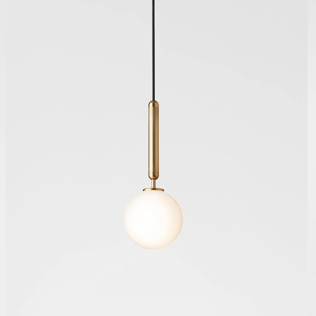 Miira 1 Pendelleuchte, Ø: 14 cm, Messing, Opalglas