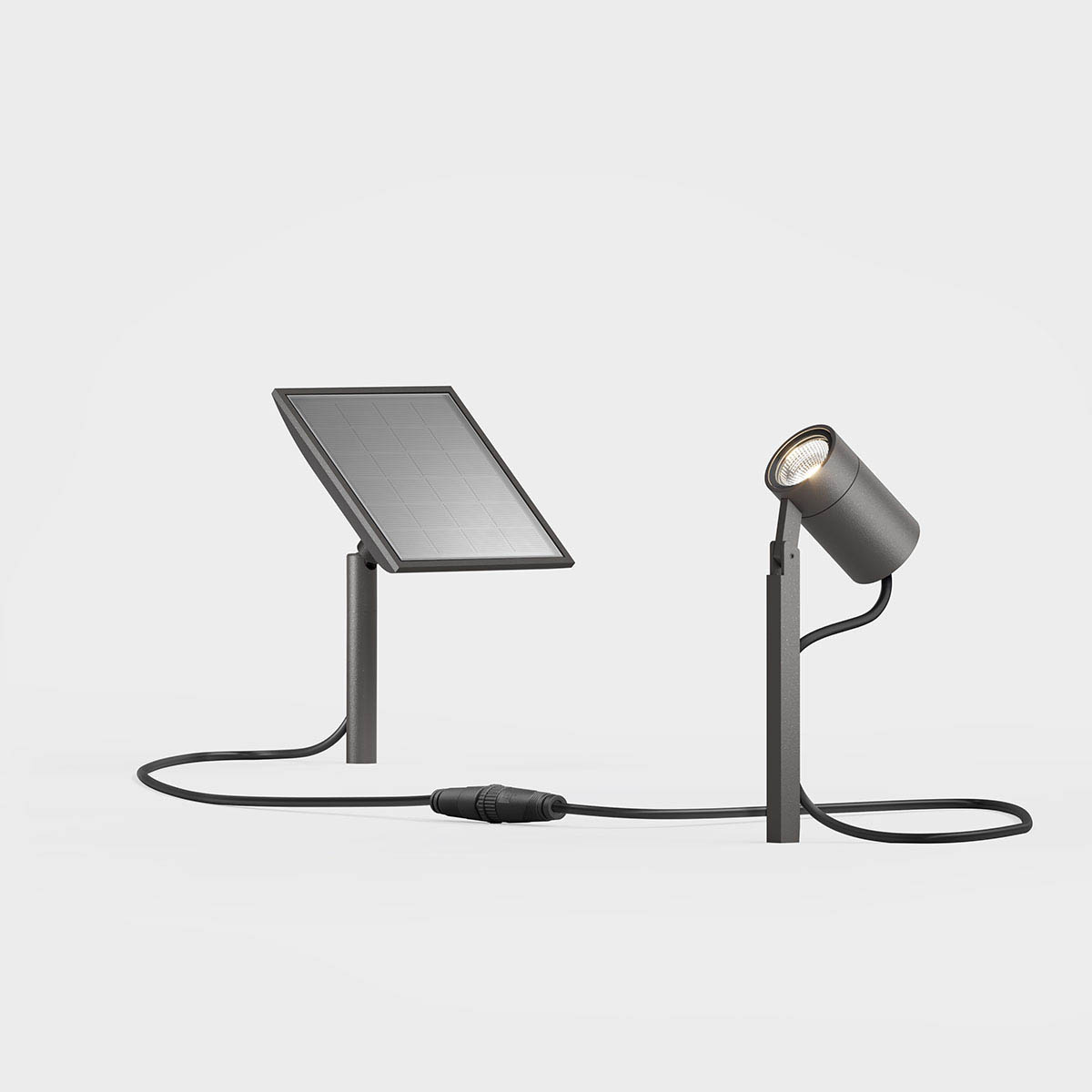 Kleine Erdspießleuchte für außen mit Solarpanel in der Farbe braun