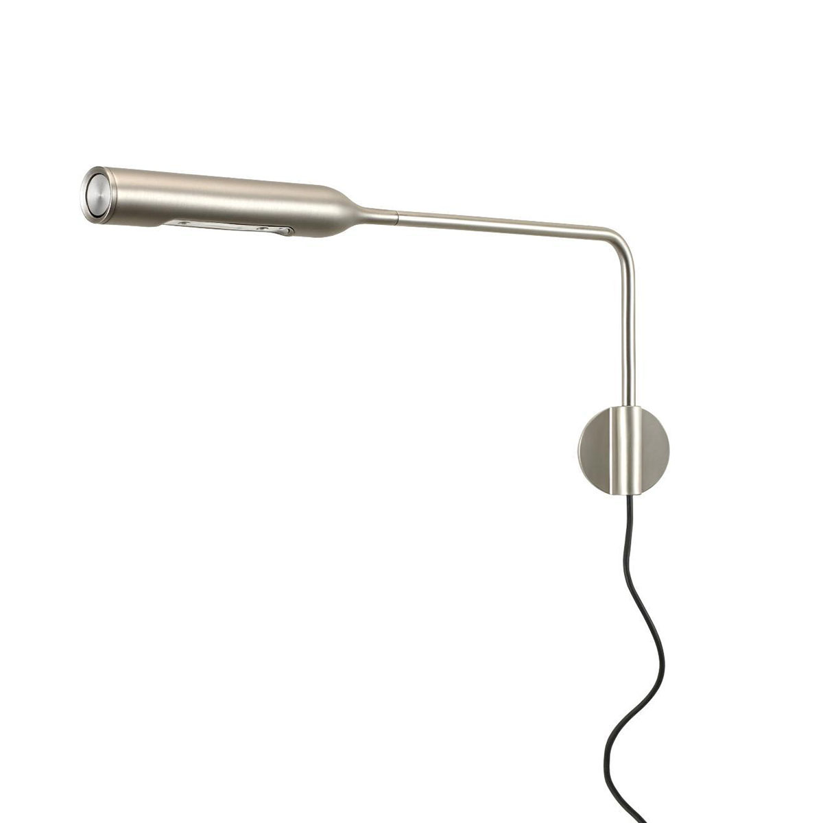 Flo Wall Wandleuchte, Nickel gebürstet, Extra-Warmweiß 2700K, mit Kabel und Stecker