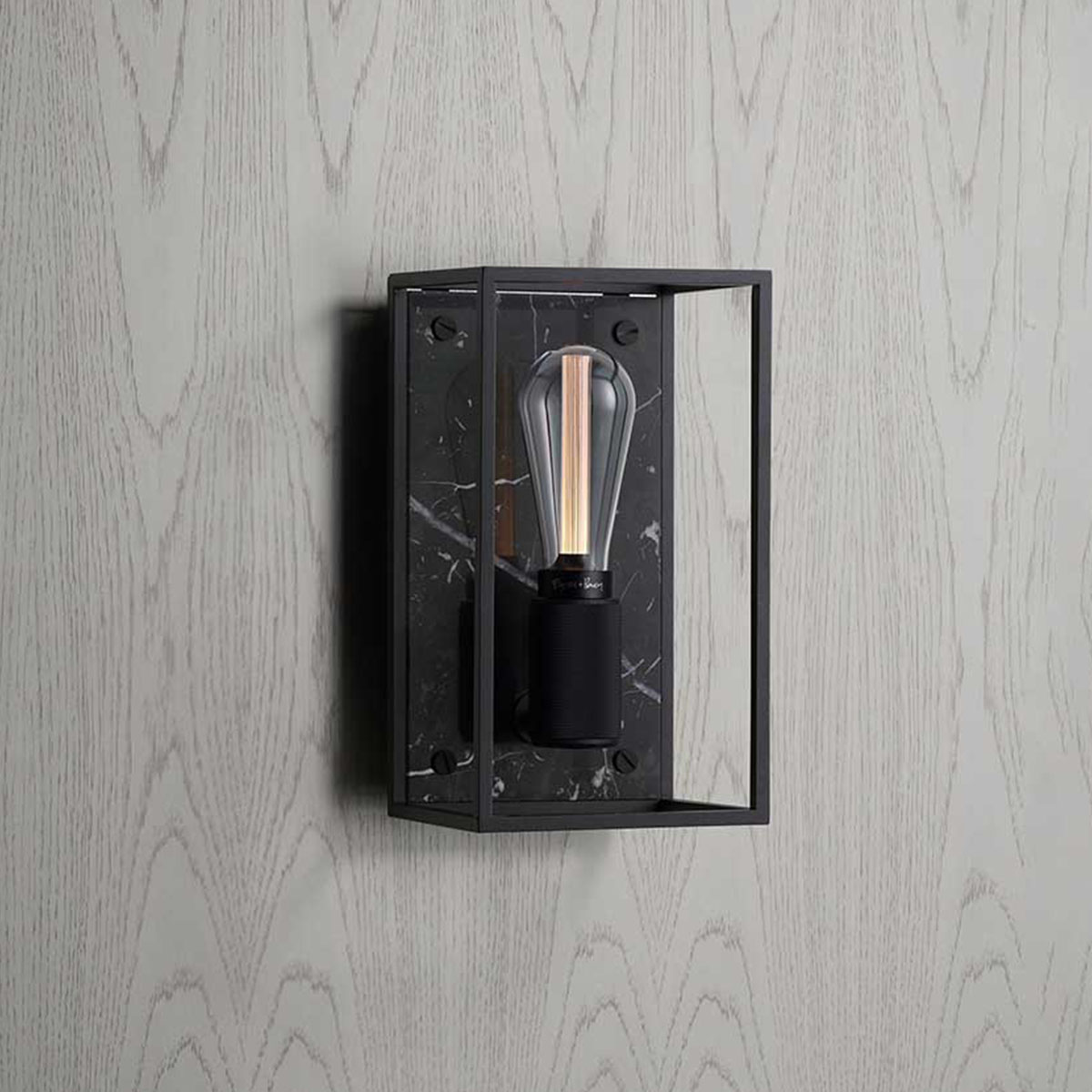 Caged Wall Light Medium, Black Marble Caged Wall Light Medium, Black Marble