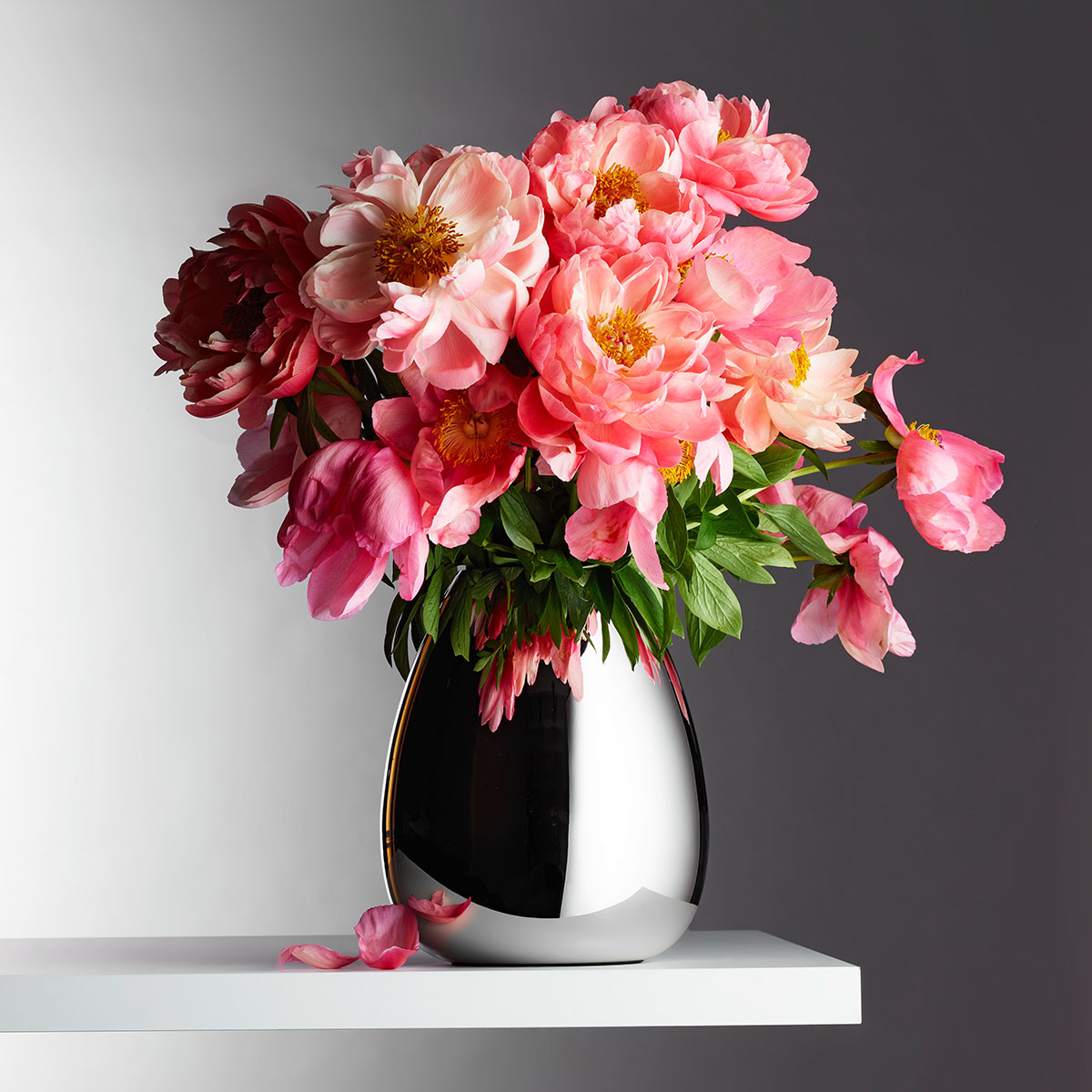 Anais hochglanzpolierte Vase M, silberfarben, H: 24 cm