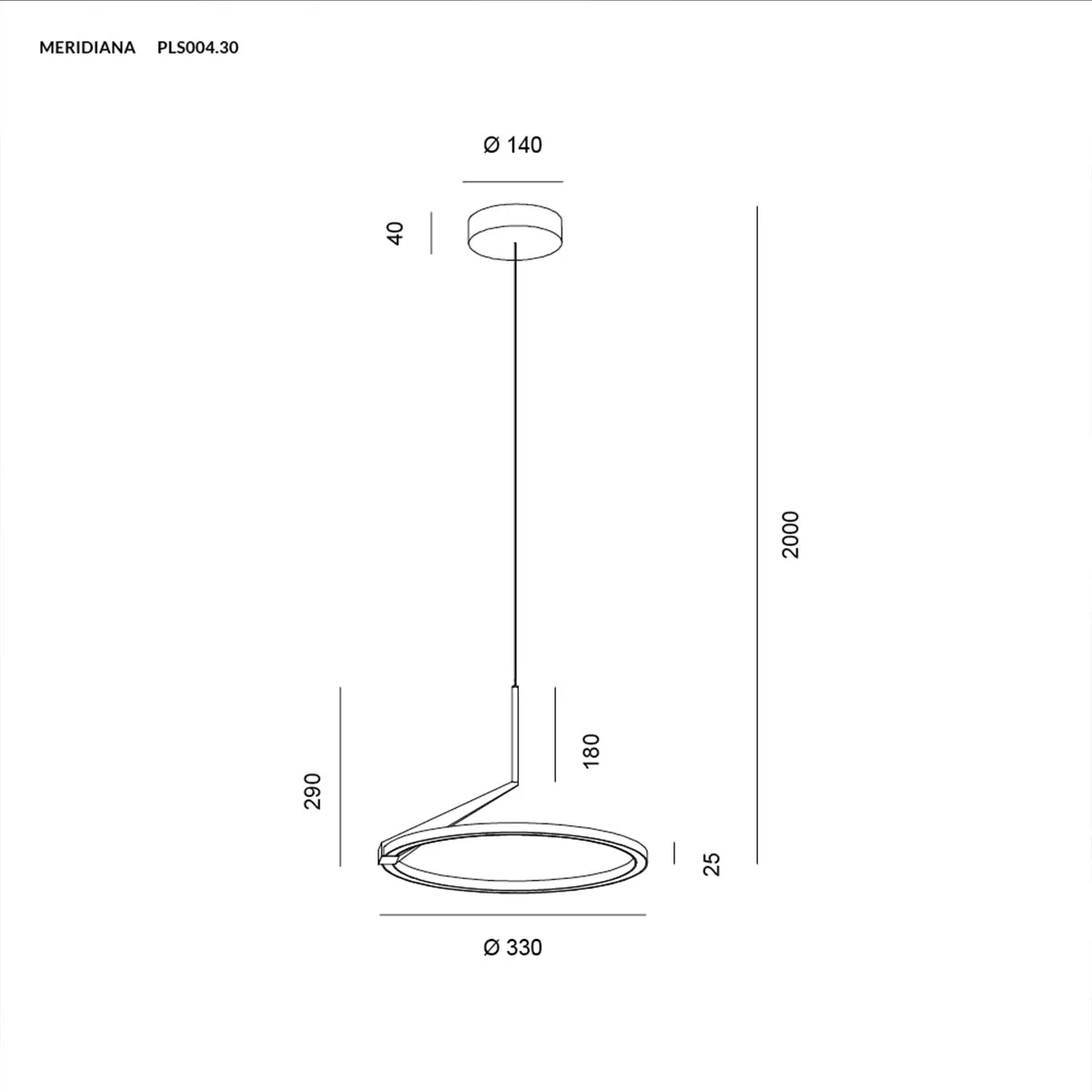 Meridiana Ring Pendelleuchte mit Up-Down Licht, Titanium, Ø: 33 cm
