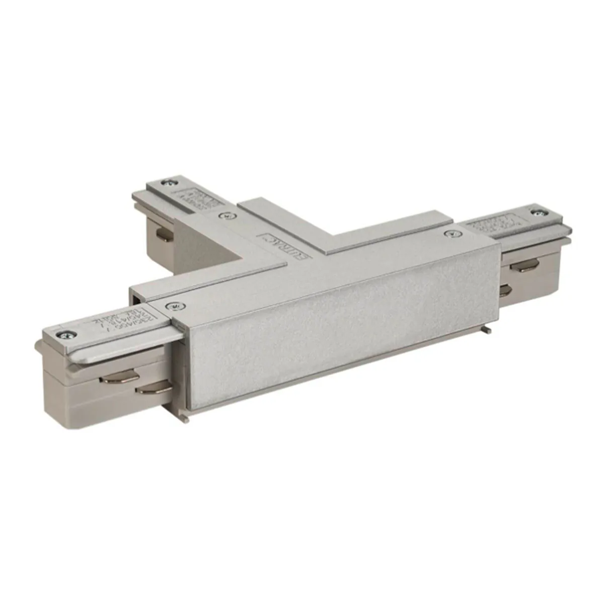 Eutrac 3-Phasen T-Verbinder mit Einspeisemöglichkeit, Grau, Erde innen rechts