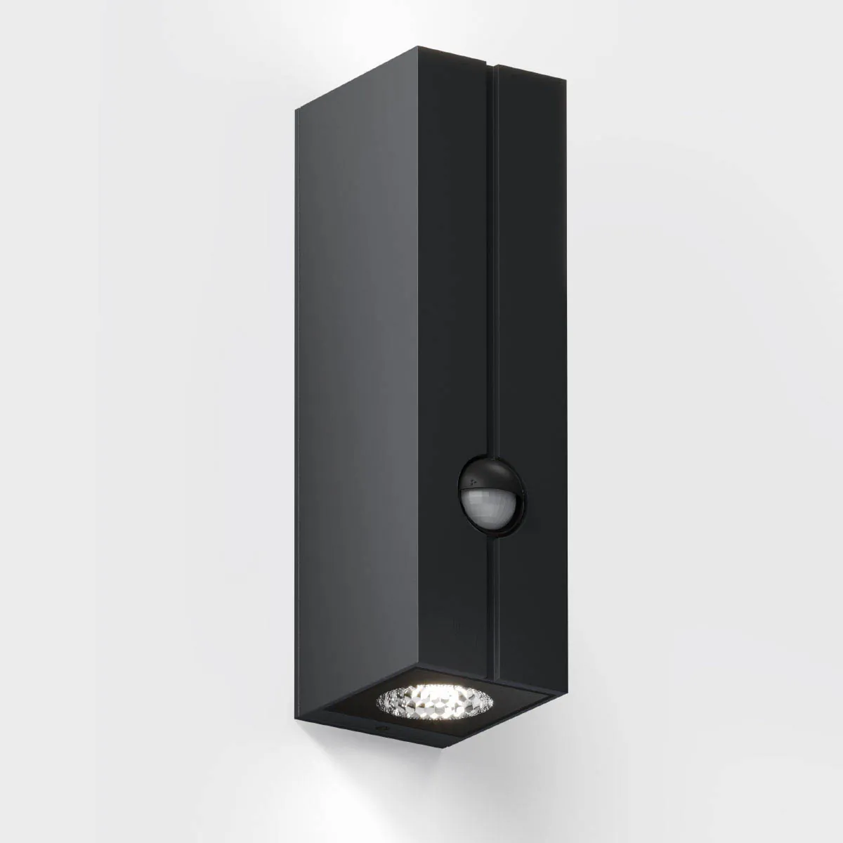 Rechteckige Wandleuchte mit Bewegungsmelder für außen schwarz