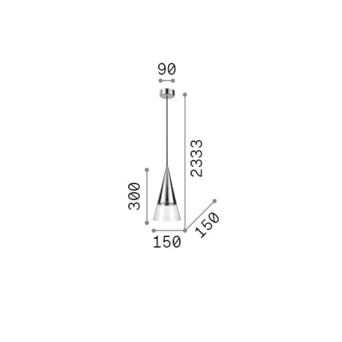 Cono SP1 Pendelleuchte, Ø: 15 cm, Chrom