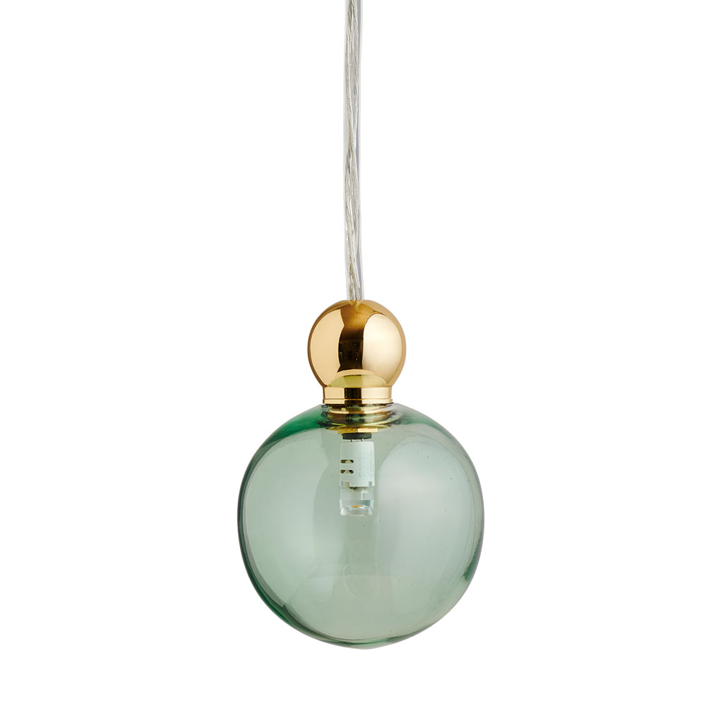 Uva Pendelleuchte M Ø 7 cm, Forest Green, Gold, mit Einzelbaldachin Uva Pendelleuchte M Ø 7 cm, Forest Green, Gold, für Multi-Baldachin