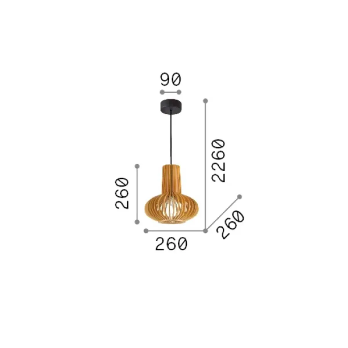 Citrus-2 SP1 Pendelleuchte, Holz, Ø: 26 cm, H: 26 cm