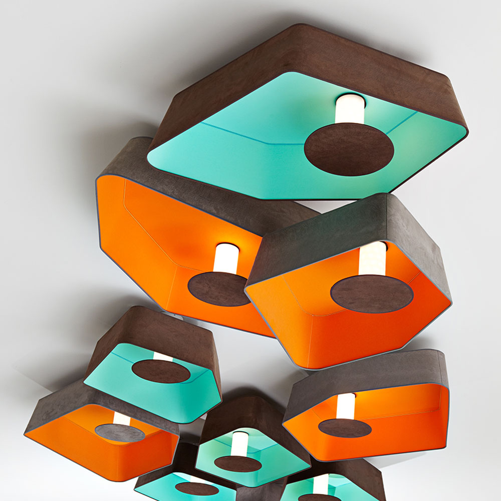 Nenuphar Wand - Deckenleuchte S, L: 90 cm, B: 61 cm, Grau/Orange