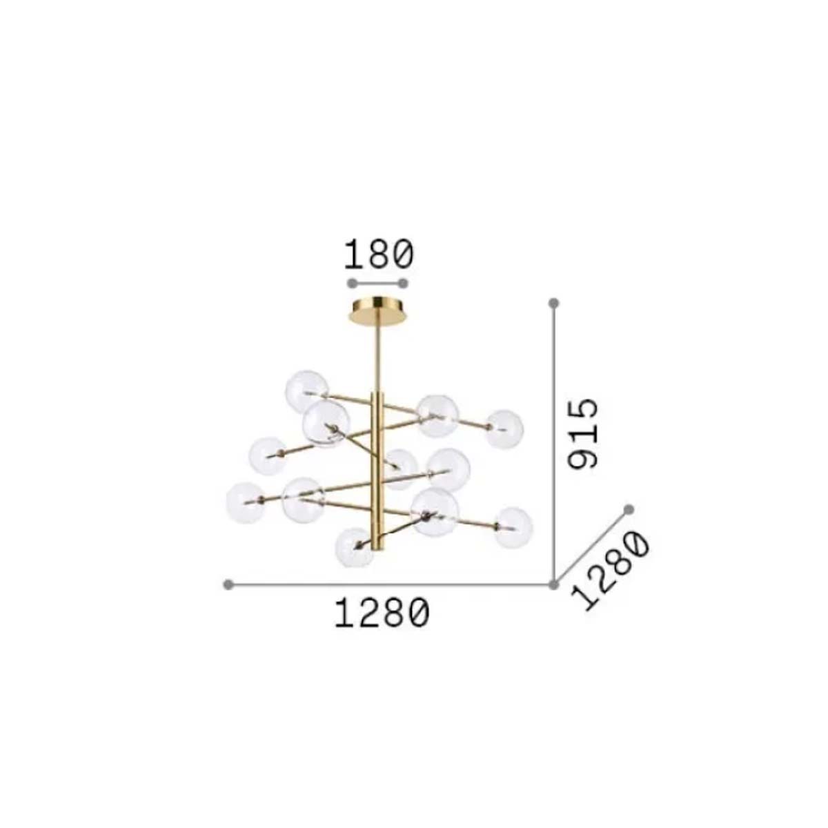 Equinoxe SP12 Pendelleuchte, L: 128 cm, B: 128 cm, Messing, 12-flammig