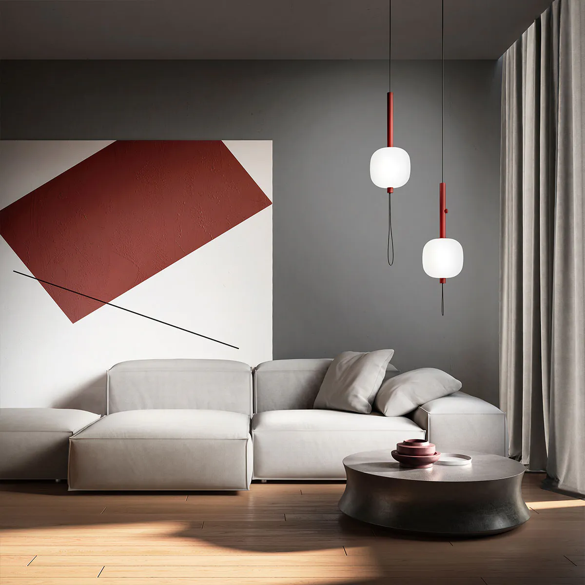 Motus Pendelleuchte, Ø: 24 cm, Rot