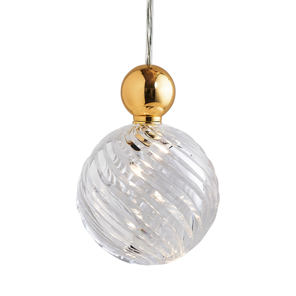 Ebb & Flow Uva Pendelleuchte Crystal L Ø 10 cm Uva Pendelleuchte Crystal L Ø 10 cm, Swirl, Gold, für Multi-Baldachin Swirl Pendelleuchten – Designleuchte, handgefertigt für Flur