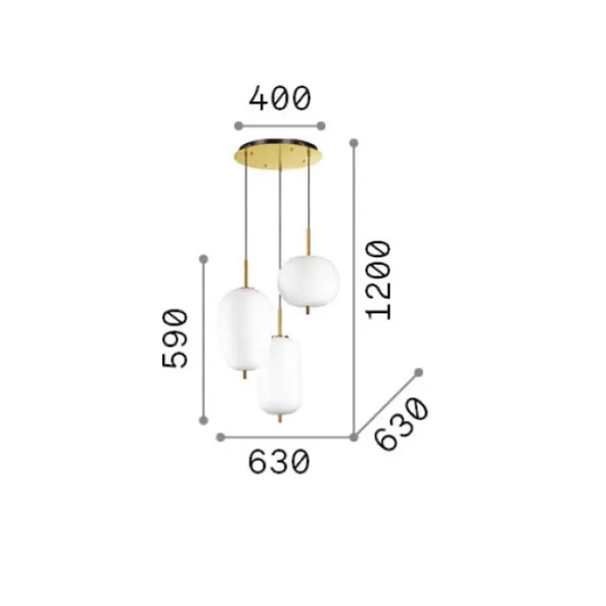 Umile SP3 Pendelleuchte, L: 63 cm, B: 63 cm